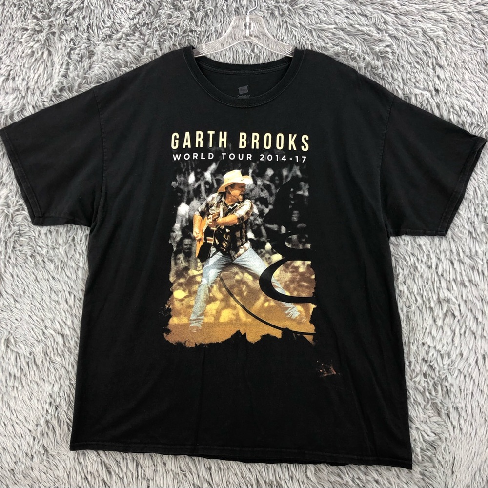 Hanes Garth Brooks Tshirt Mens 2XL Country Music Concert 80s Black Shirt